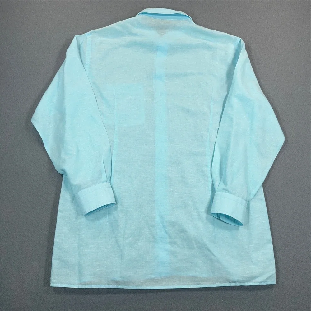 LORENZINI 100% Linen Long Sleeve Shirt Mens Medium Quiet Luxury Preppy Italy